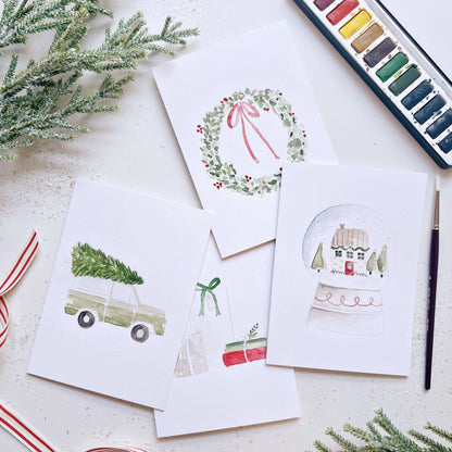 Paintable Notecard Set; Christmas Cheer (Set of 8 Notecards & Envelopes)