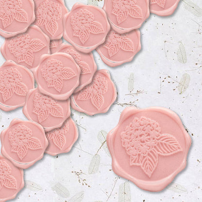 Wax Seal Stickers; Light Pink Hydrangea (25 Count)