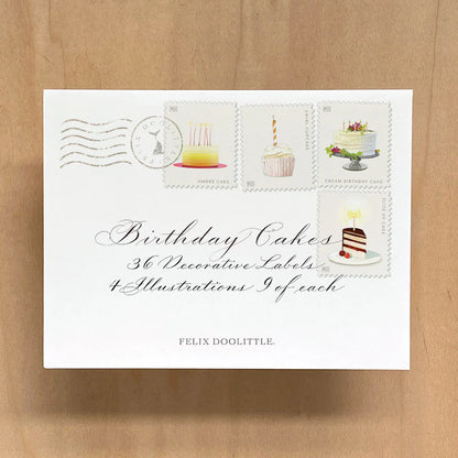 Decorative Label Set; Birthday Cakes (36 Labels)