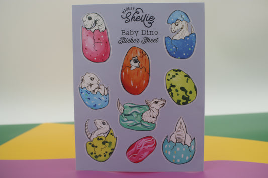 Sticker Sheet; Baby Dino - Made By Shellie