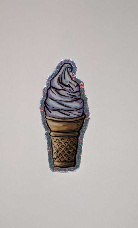 Vinyl Sticker; Glitter Lined Ice Cream Cone