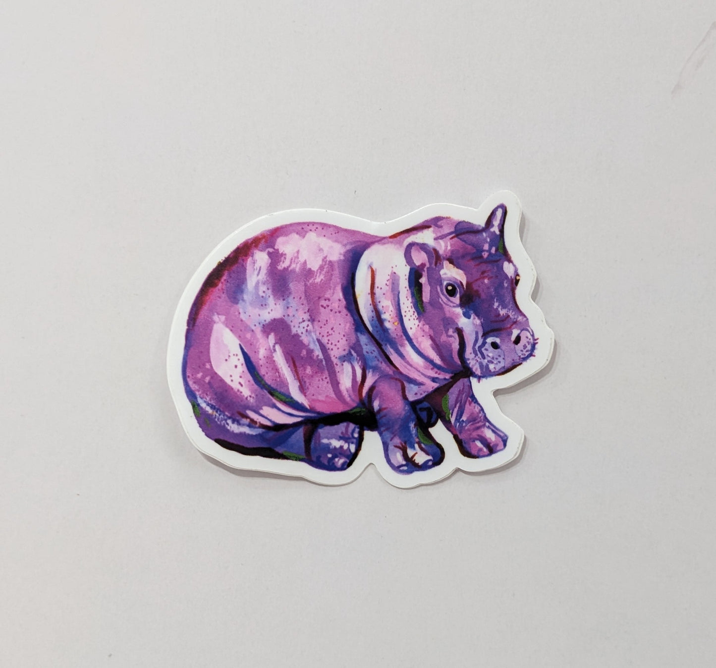 Vinyl Sticker; Purple Hippopotamus - Made By Shellie