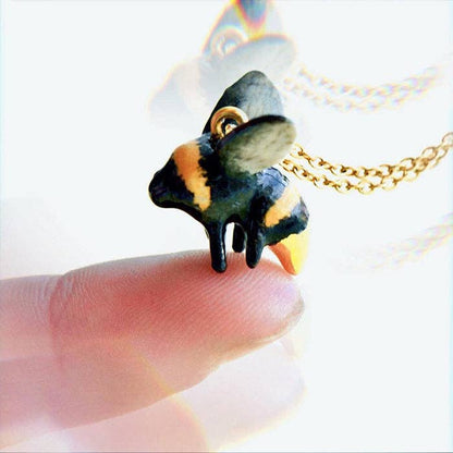 Necklace; Midas Bee By Camp Hollow (Hand-Painted Porcelain, 24K Gold Steel Chain)