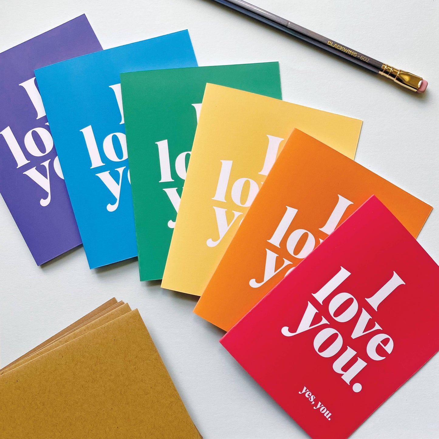 Boxed Card Set; I Love You. Yes You! Rainbow By 2021 Co. (Set of 6 Cards + Envelopes)