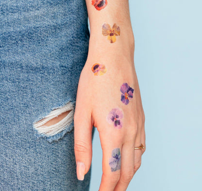 Temporary Tattoo Pack; Pansies