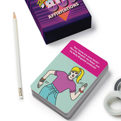 Affirmation Cards Deck; Totally 80's (50+ Cards)