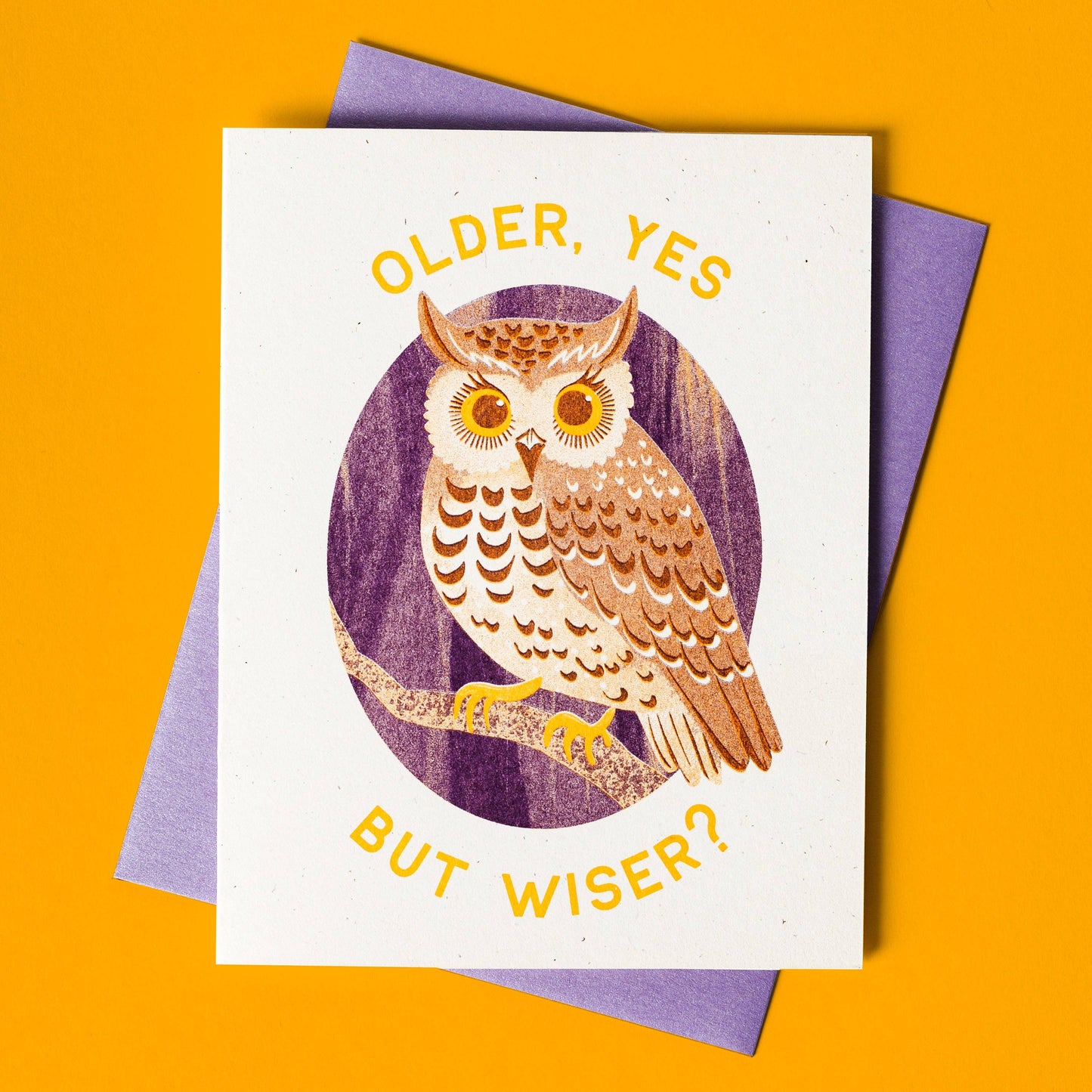 Birthday Card; Older Owl (Risograph Card)