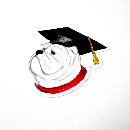 Vinyl Sticker; Bulldog Graduate By Natty Michelle Paperie