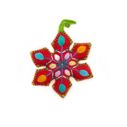 Embroidered Ornament; Colorful Pointed Snowflakes (Handmade)