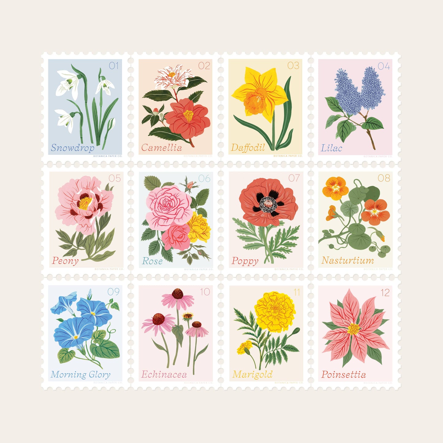 Vinyl Stamp Sticker; Nasturtium, August Flower By Botanica Paper Co.