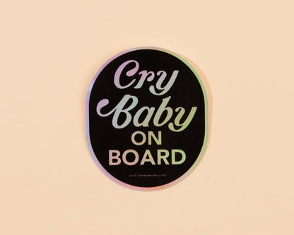 Vinyl Sticker; Cry Baby on Board (Holographic)