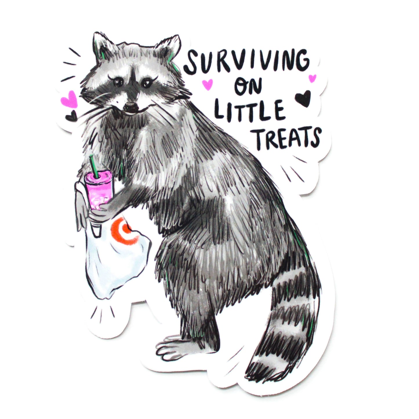 Vinyl Sticker; Little Treat Raccoon