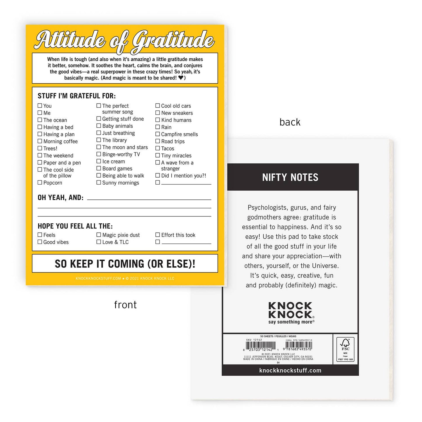 Nifty NotePad; Attitude of Gratitude (Yellow, 50 Sheets)