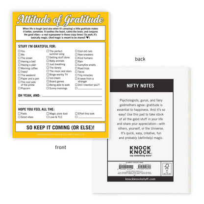 Nifty NotePad; Attitude of Gratitude (Yellow, 50 Sheets)