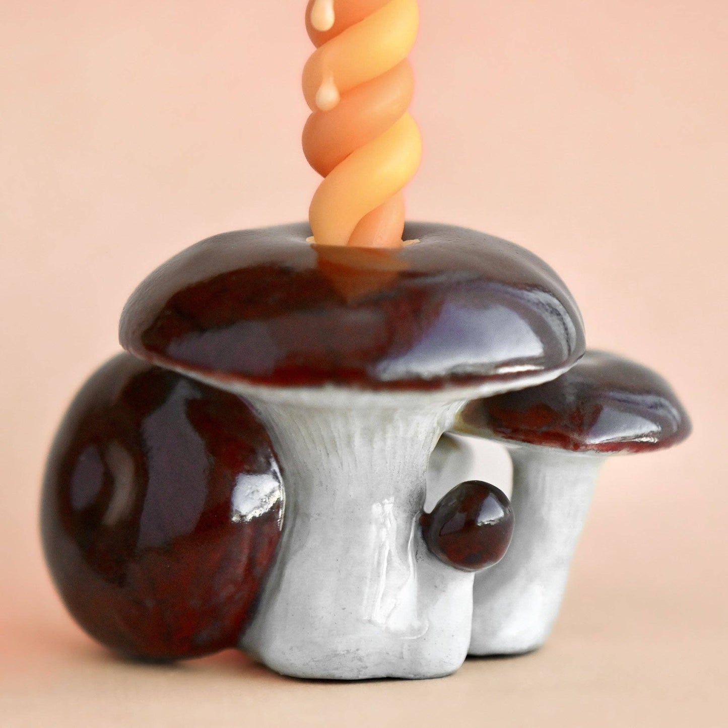 Camp Hollow Cake Topper; Mahogany Mushroom Cluster (Hand-Painted Porcelain)