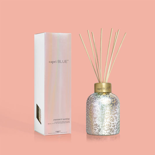 Capri Blue Reed Diffuser (Volcano Scent, Petite Mercury Iridescent Bottle)