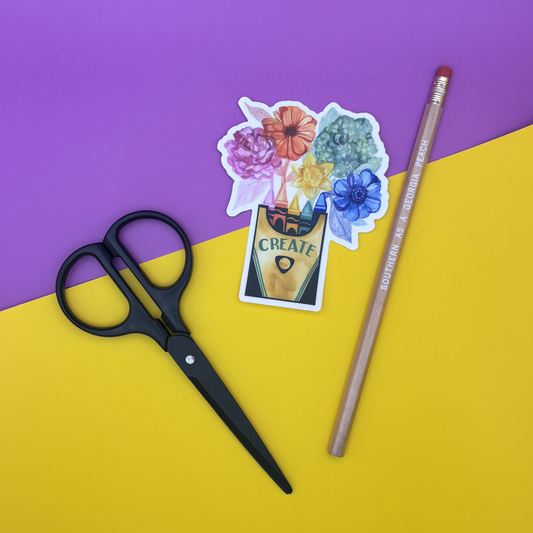 Vinyl Sticker; Create Flower Crayon Box - Made by Shellie