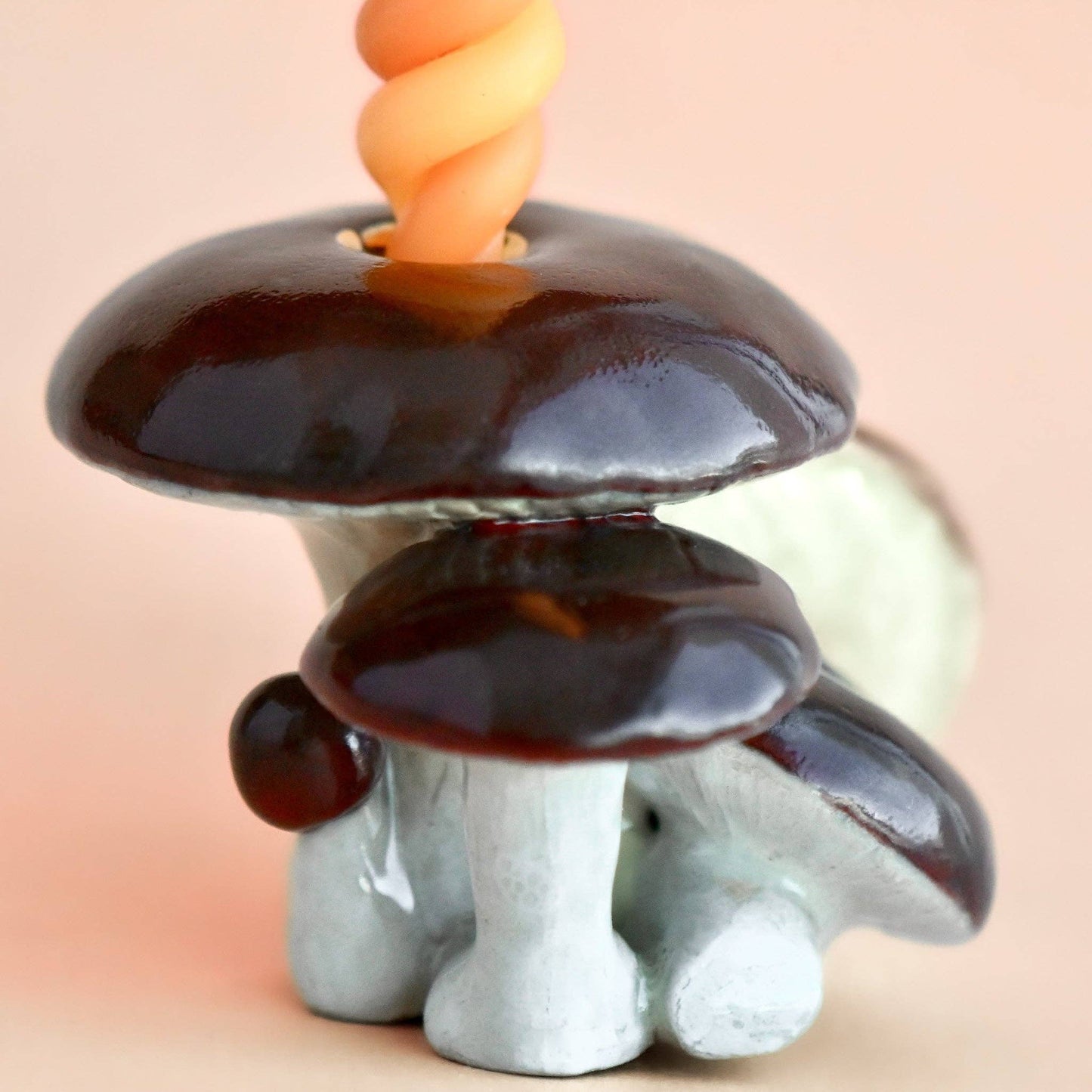 Camp Hollow Cake Topper; Mahogany Mushroom Cluster (Hand-Painted Porcelain)