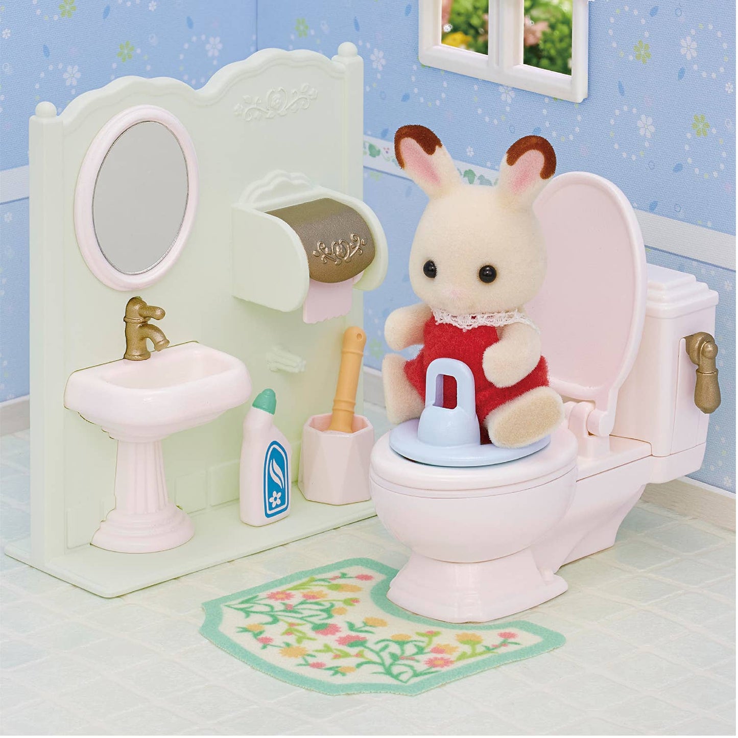 Calico Critters Dollhouse Bathroom Furniture; Toilet Set (Collectible)