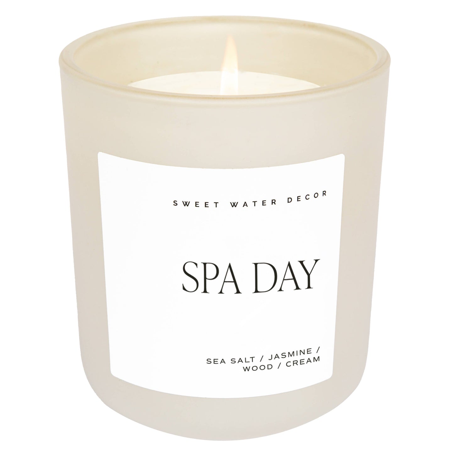 Soy Candle; Spa Day 15 oz (Matte Jar, 70+hrs Burn Time) By Sweet Water Decor