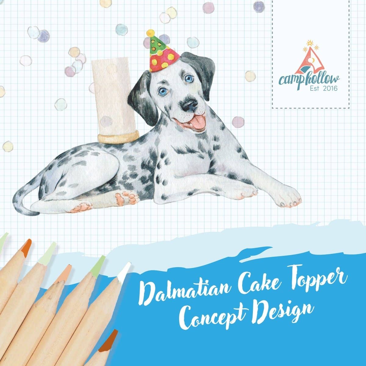 Camp Hollow Cake Topper; Dalmatian (Hand-Painted Porcelain)