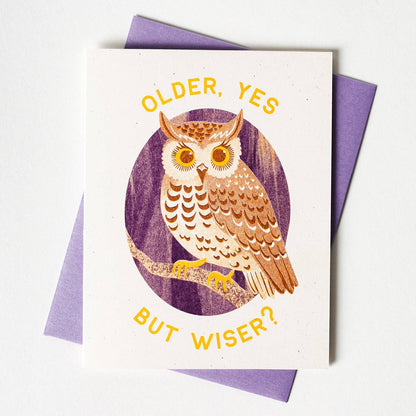 Birthday Card; Older Owl (Risograph Card)