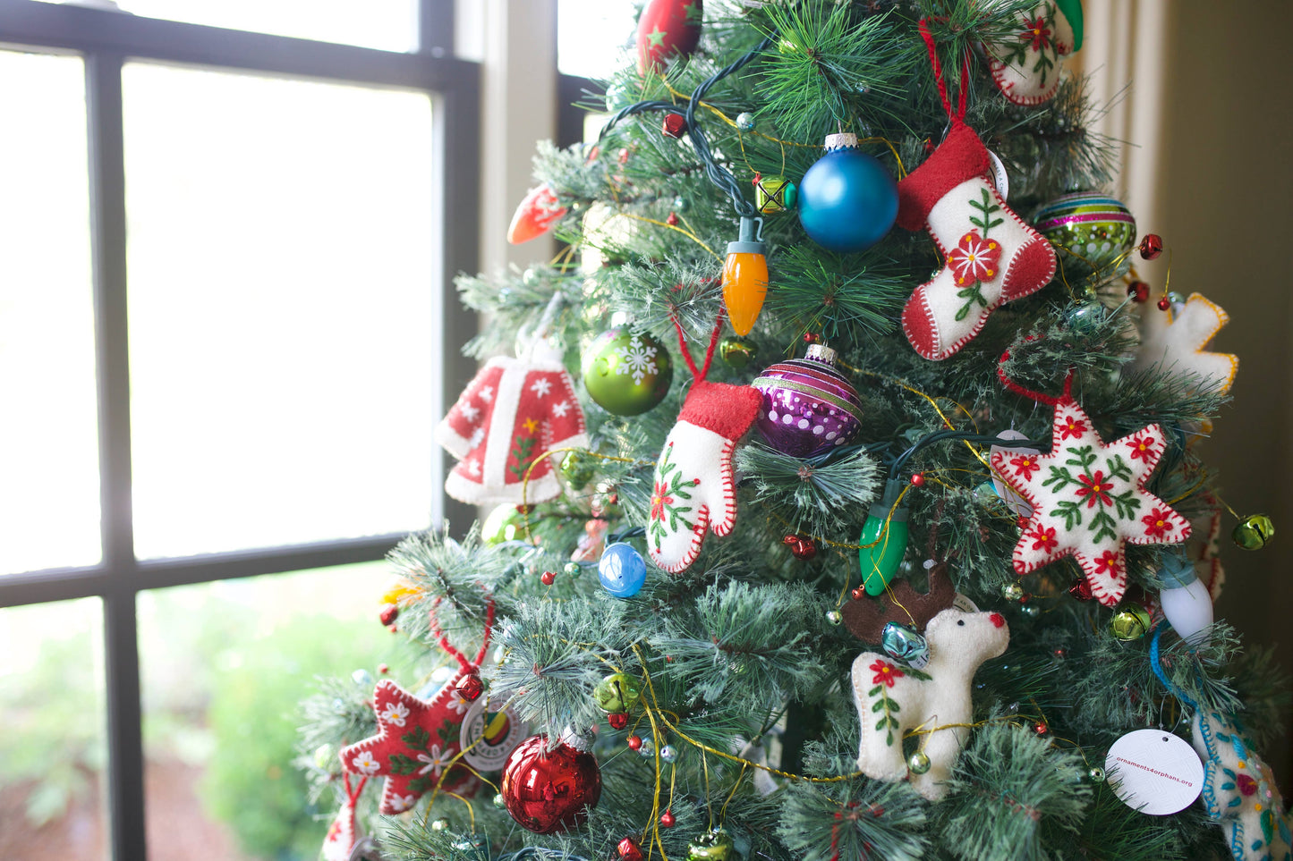 Embroidered Ornament; White Christmas Tree (Handmade)