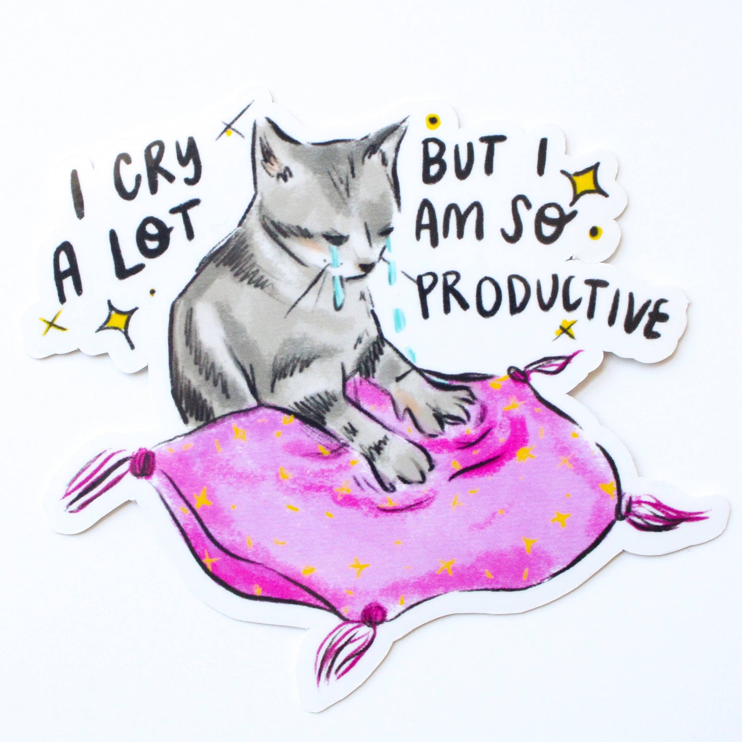 Vinyl Sticker; I Cry A Lot Cat