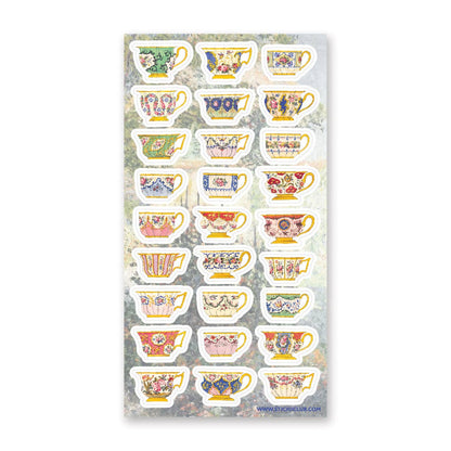 Stickii Sticker Sheet; Porcelain Teacups