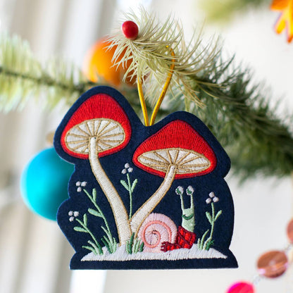 Embroidered Ornament; Mushroom Snail
