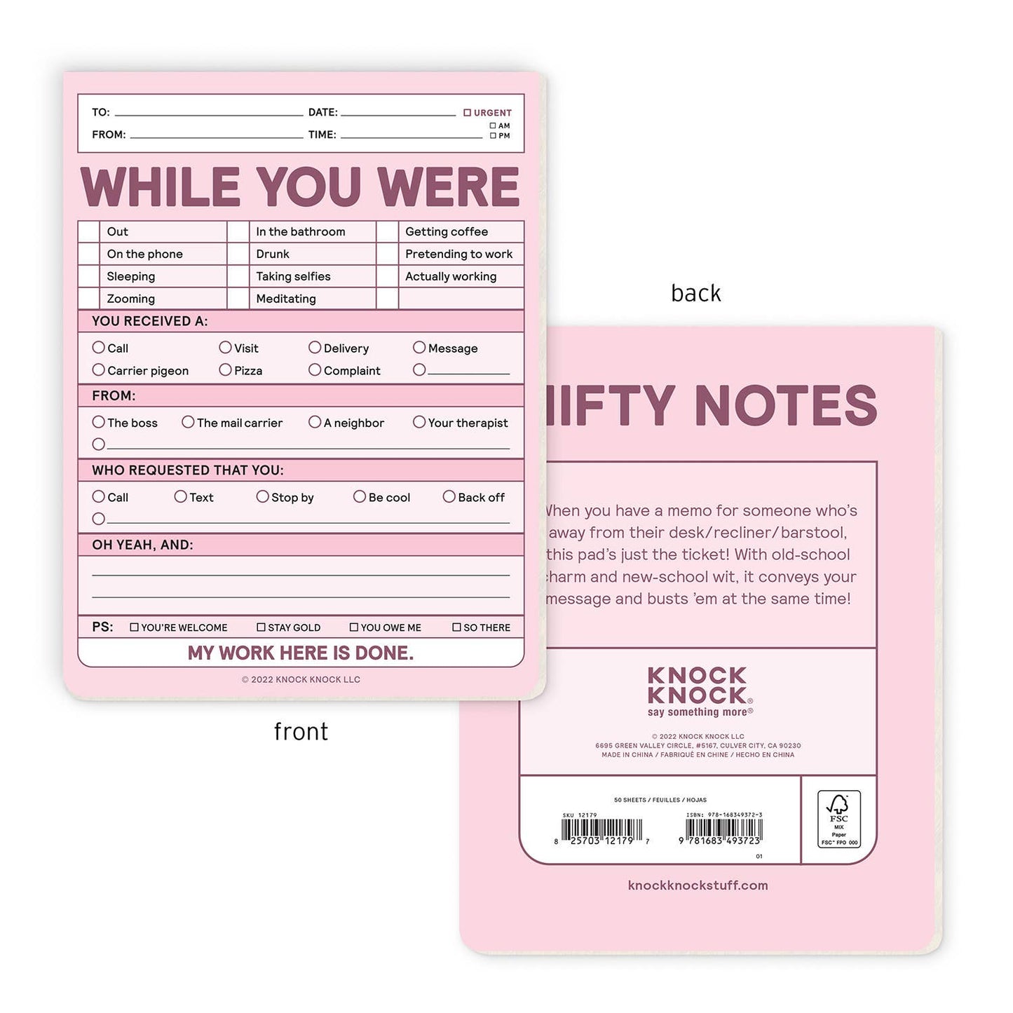 Nifty Note Pad; While You Were  (Pastel Version)