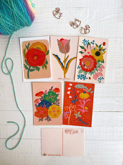 Postcard Set; Flowers (10 postcards) By Dream Folk Studio