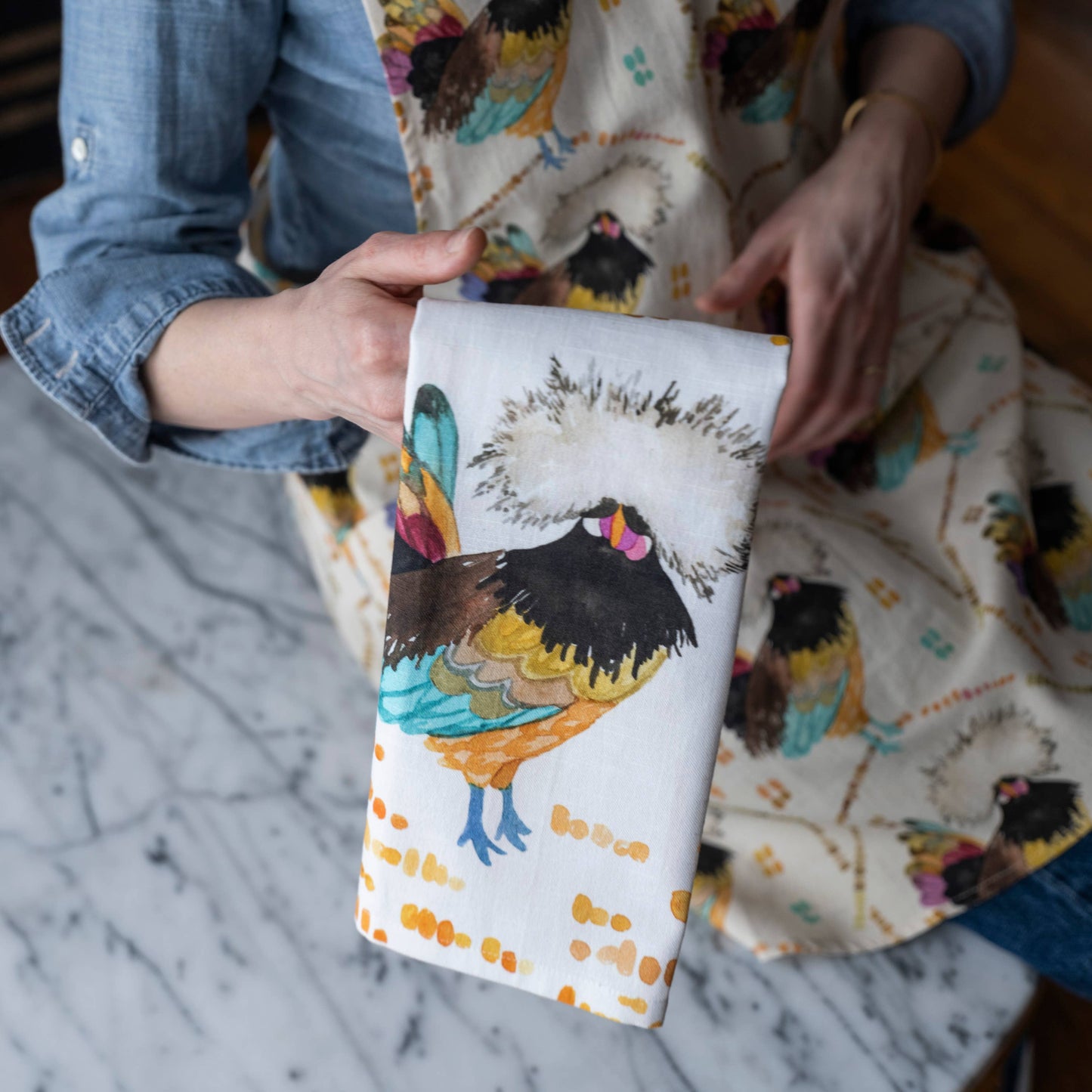 Pinafore Apron; Polish Rooster