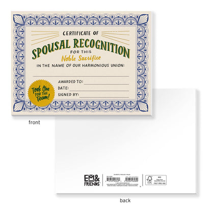 Certificate Notepad; Spousal Recognition