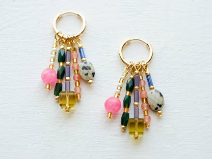 Earrings; Stevie Dangle Beaded Charm (Gold) By Jill Makes