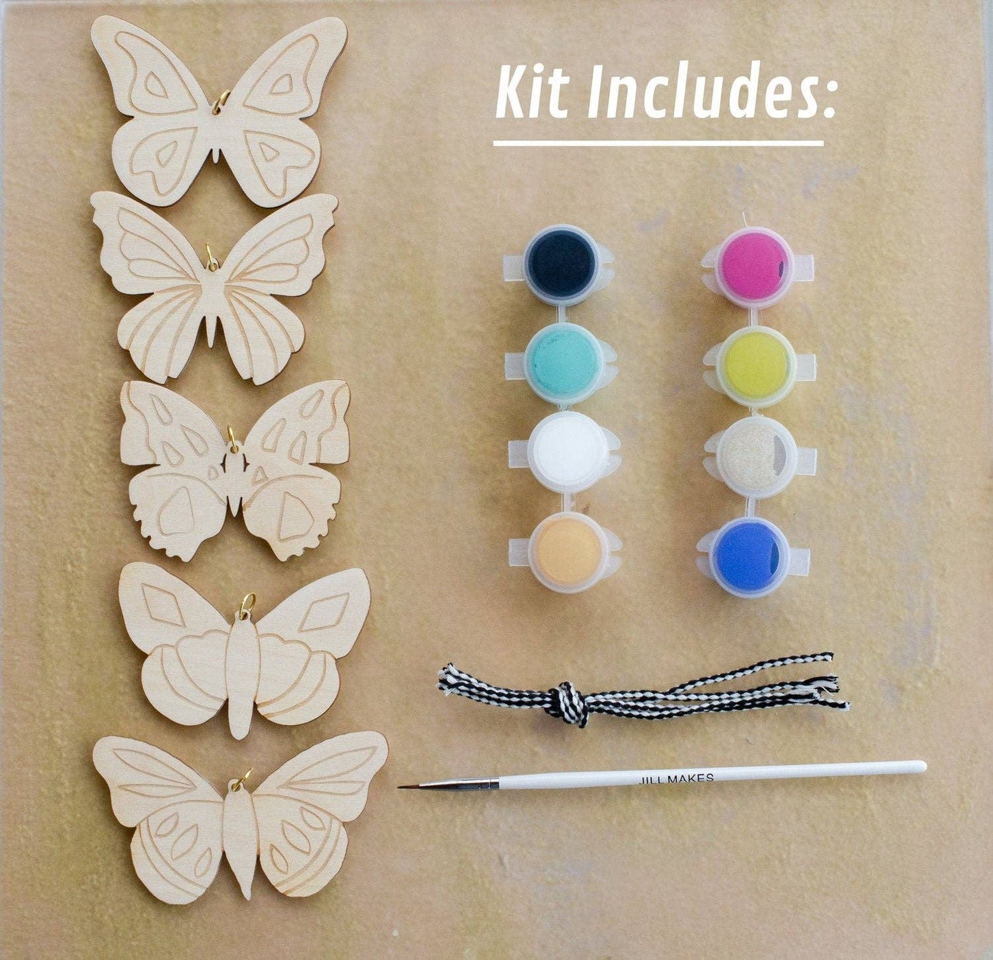 DIY Ornament Kit; Butterflies (5 Butterflies + 8 Paint Colors) By Jill Makes