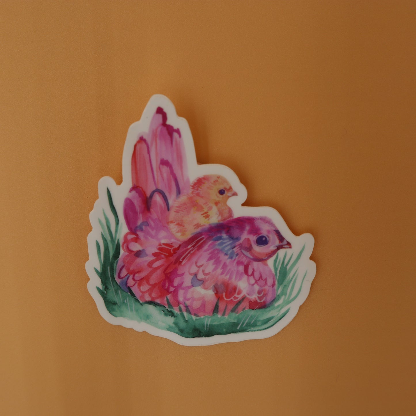 Vinyl Sticker; Mama Hen and Baby Chicken - Made By Shellie