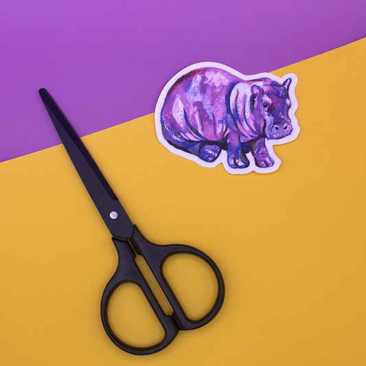 Vinyl Sticker; Purple Hippopotamus - Made By Shellie