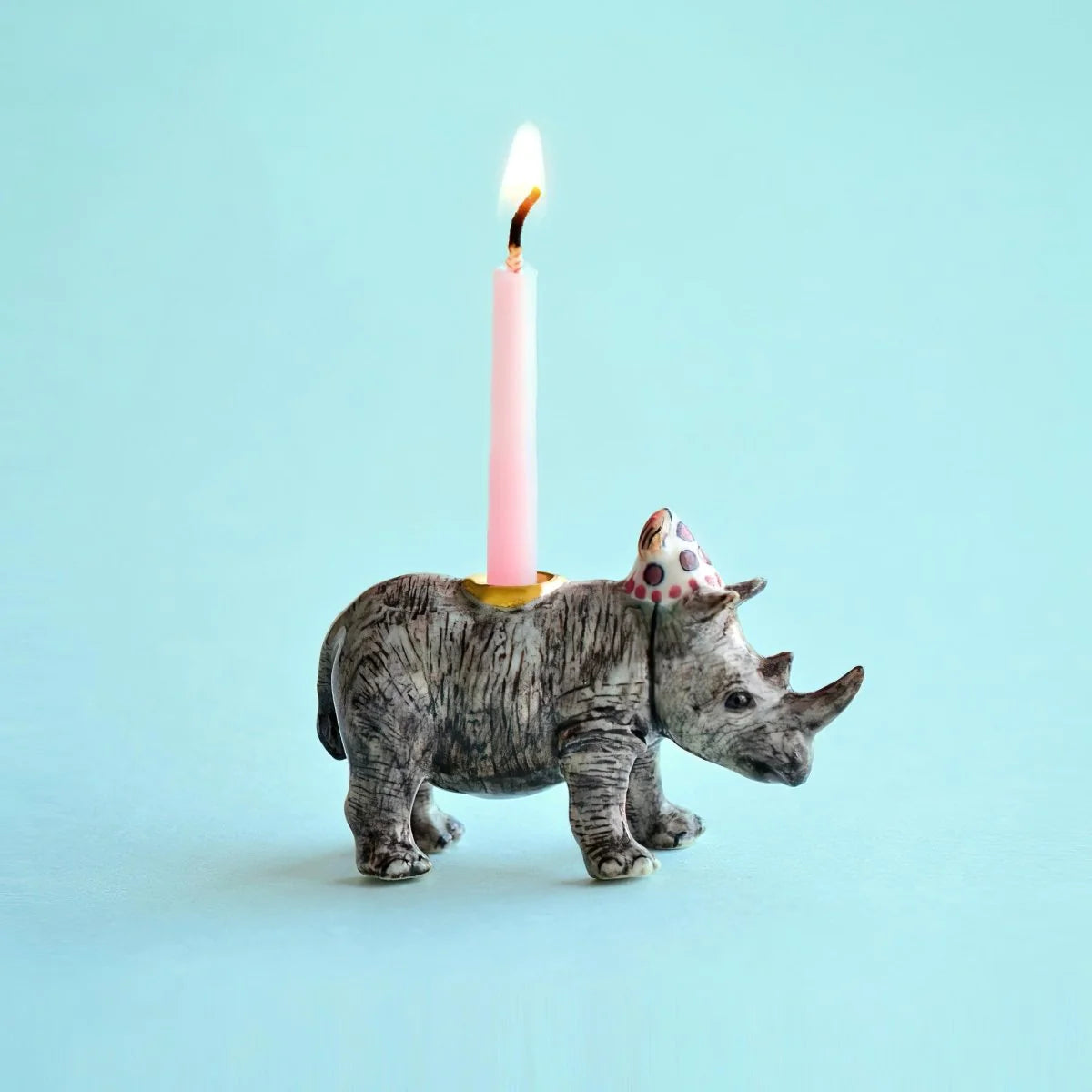 Camp Hollow Cake Topper; Rhino (Hand-Painted Porcelain)