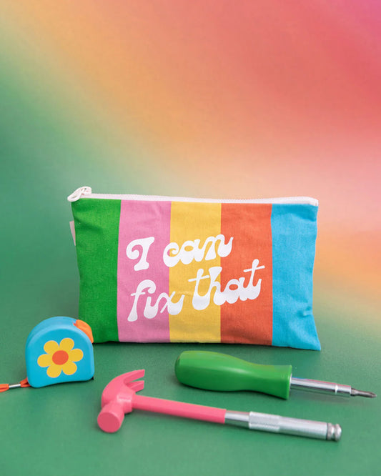 Tool Bag; I CAN FIX THAT! By Ban.dō (Rainbow Canvas Pouch)