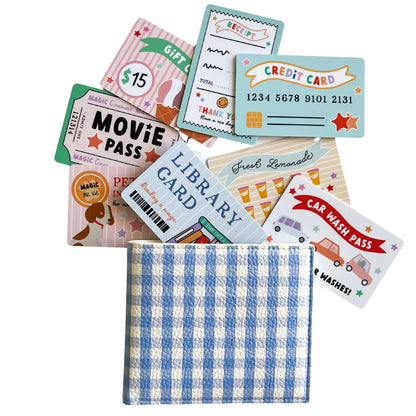 Pretend Play Wallet With 8 Credit Cards (Gingham)