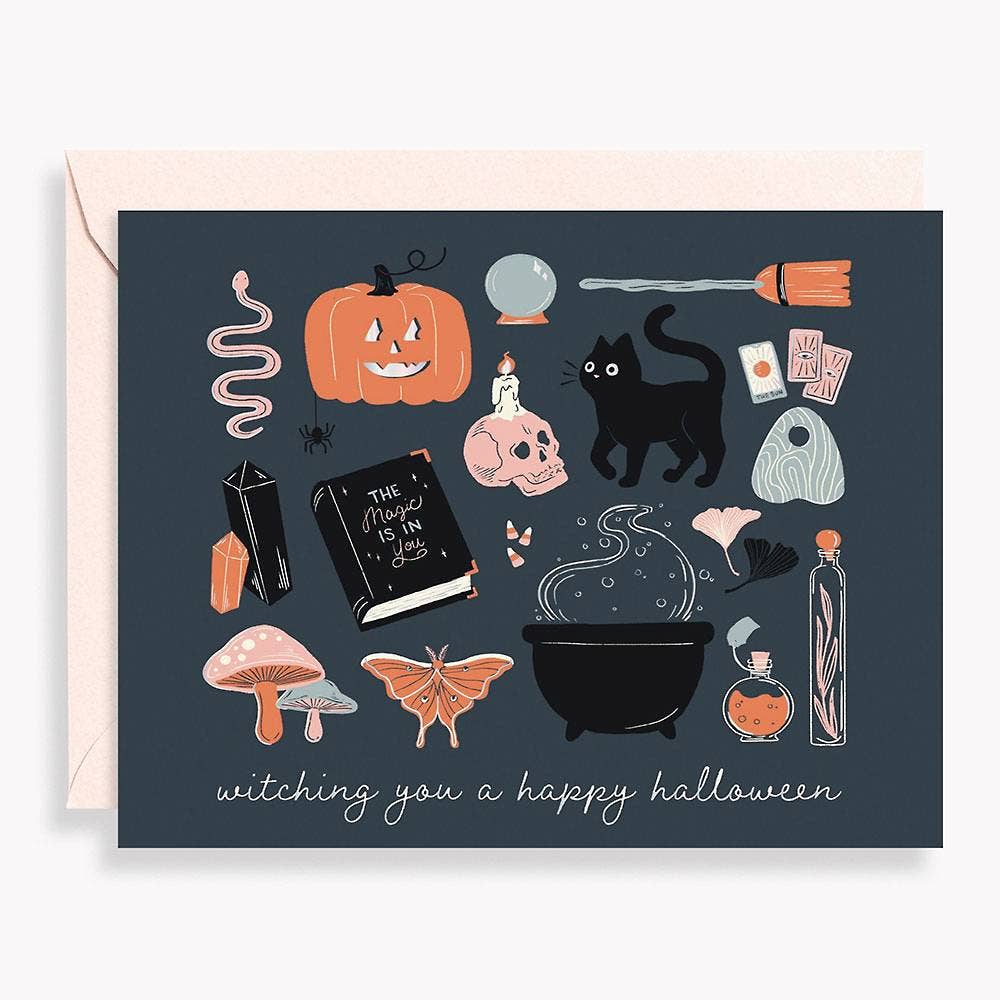 Halloween Card; Witching You Happy Halloween!