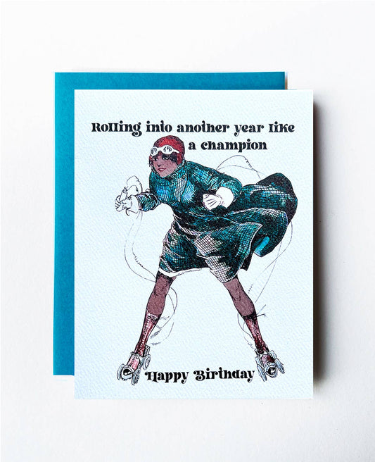 Birthday Card; Roller Skating Art Deco