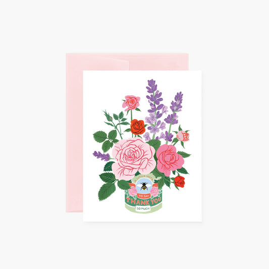 Thank You Card; Roses and Lavender By Botanica Paper Co.