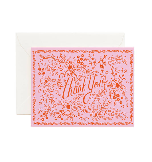 Rifle Paper Co. Thank You Card Boxed Set; Rosé (8 Cards + Envelopes)