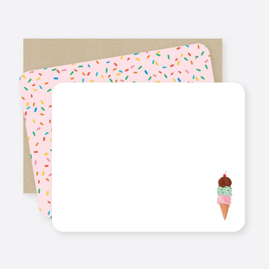 Flat Notecard Set; Ice Cream (8 Notecards+Envelopes)