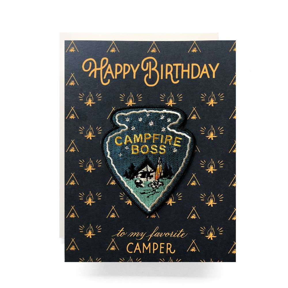 Birthday Card (With Iron On Patch); Campfire Boss By Antiquaria