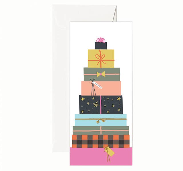 Christmas Greeting Card; Presents Stack