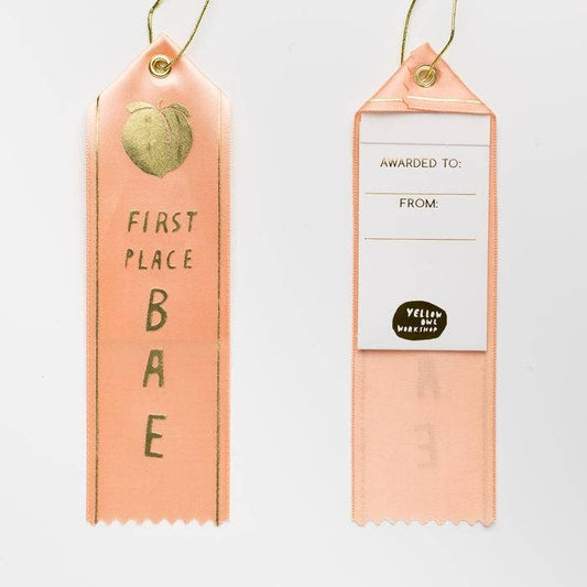 Award Ribbon; First Place Bae (Peach With Gold Foil)