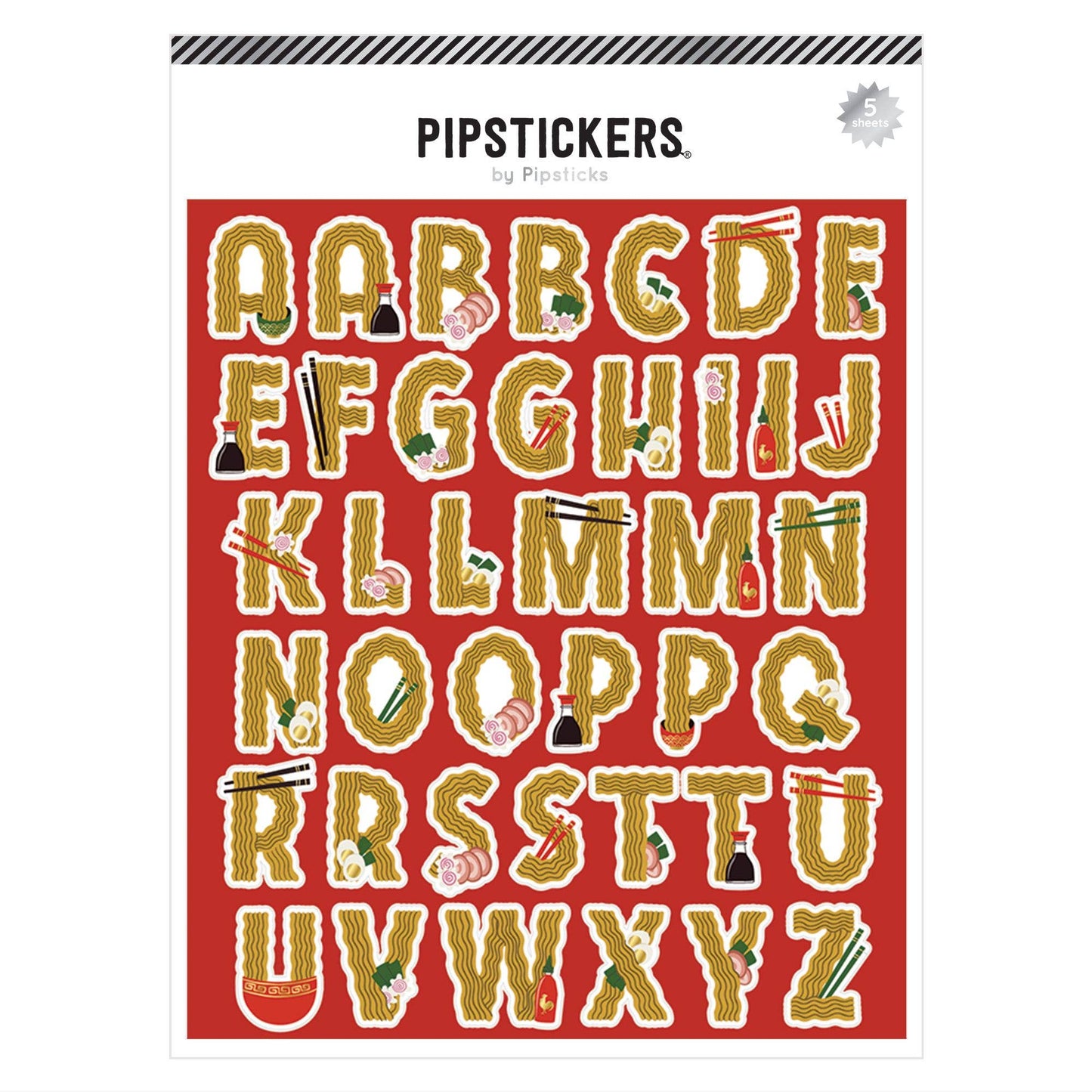 Pipsticks Sticker Sheet; Use Your Noodle Big Alphabet (5 Sheets)